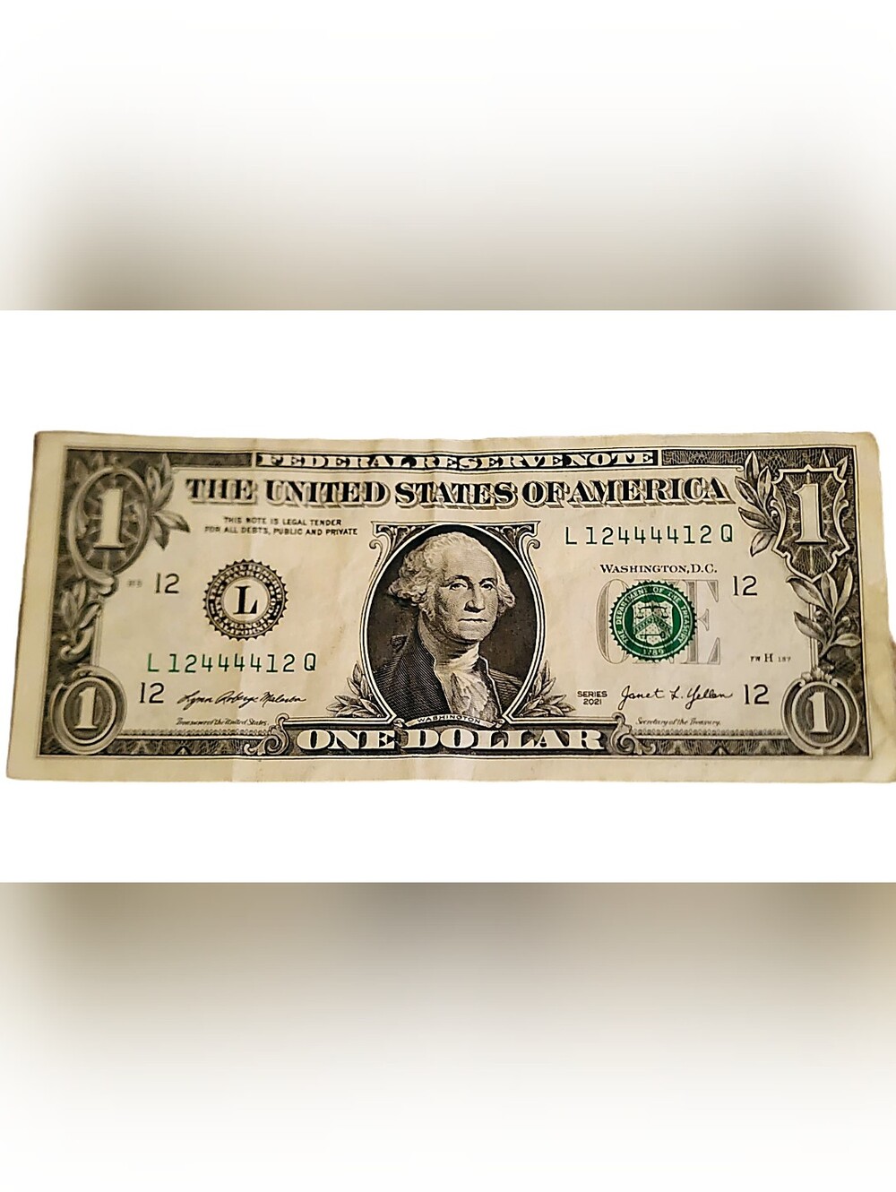 United States One Dollar Bill Trinary Radar Serial Number
